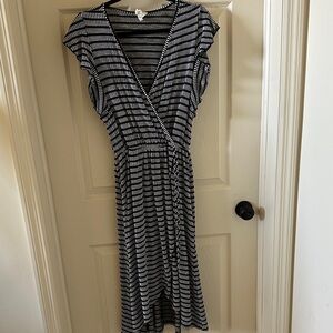 Caution To The Wind Black and White Midi Dress